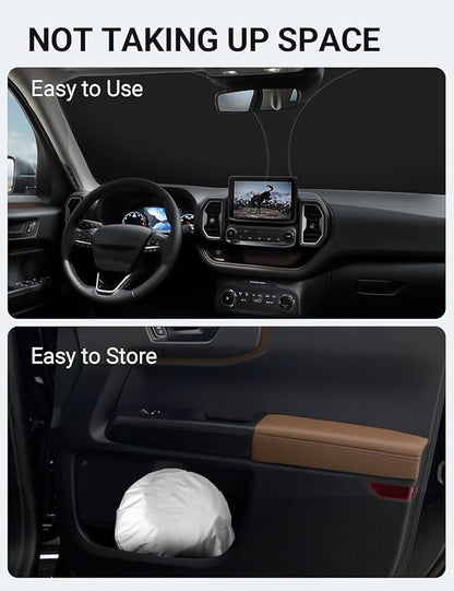 Proadsy 2026 Upgrade Windshield Sun Shade Custom Fit Ford Bronco Sport 2021-2025 2026 4-Layer Foldable Front Sunshade Protector Sun Visor Blocks UV Rays Keep Car Cooler