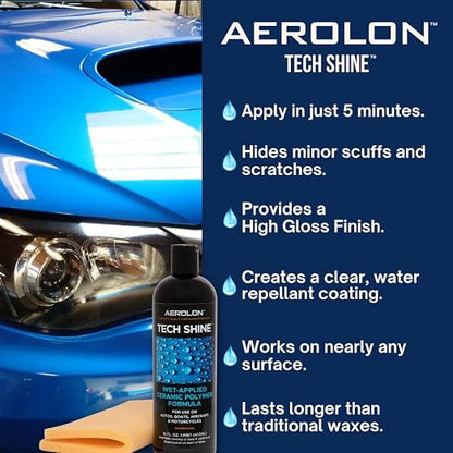 Detail Bundle: Tech Shine & Show Polish - Ceramic Coating for Cars, Liquid Car Wax, Car Polish, Ceramic Polymer Coating, Hydrophobic Top Coat Polish and Sealer, Base Coat Sealant, Applicator