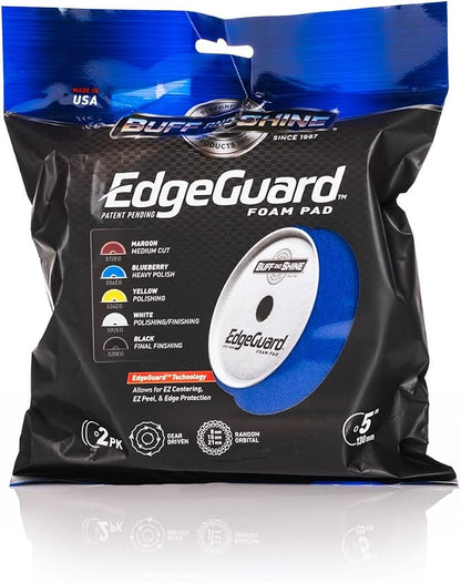 Buff and Shine - EdgeGuard Foam Buffing Pads - Blueberry - 5" Heavy Polishing Pad - Pack of 2