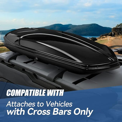 Auto Dynasty Hard Shell Roof Top Mount Car Storage Travel Luggage Box Cargo Carrier with Security Keys, 80 (L) x 30 (W) x 13 (H) Inches, Capacity 110 Pounds, 15 Cubic Feet (Tool-Free Install), Glossy