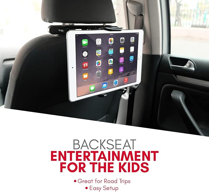 Macally Tablet Holder for Car Headrest | iPad Backseat Mount for Kids | Fits 4.7-11" Devices | Perfect for Long Car Trips
