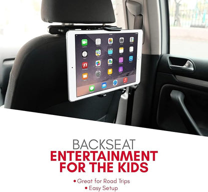 Macally Tablet Holder for Car Headrest | iPad Backseat Mount for Kids | Fits 4.7-11" Devices | Perfect for Long Car Trips