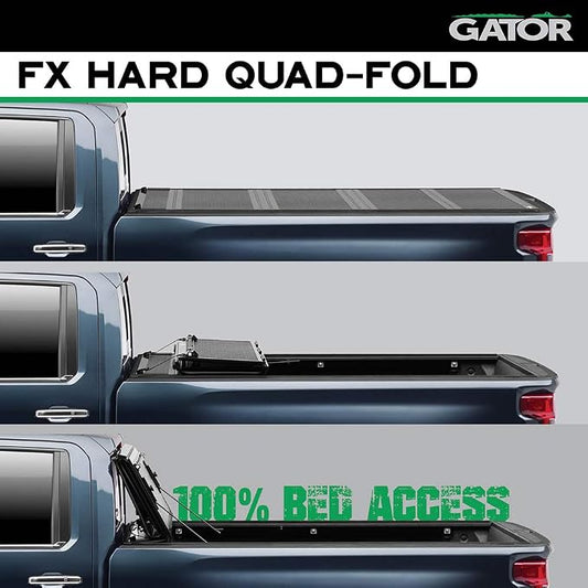 Gator FX Hard Quad-Fold Truck Bed Tonneau Cover | 8828131 | Fits 2019 - 2025 Chevy/GMC Silverado/Sierra, works w/ MultiPro/Flex tailgate 6' 7" Bed (79.4")