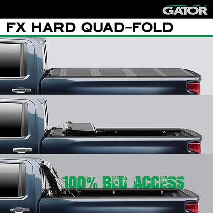 Gator FX Hard Quad-Fold Truck Bed Tonneau Cover | 8828410 | Fits 2007 - 2021 Toyota Tundra w/o track system, will not work with Trail Edition models 6' 7" Bed (78.7")
