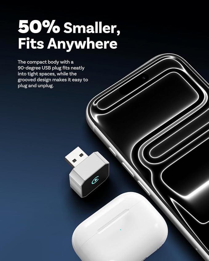 2026 Wireless CarPlay Adapter for iPhone ＆ Android Auto Mini Wired to Wireless Apple Car Play Adapter Plug & Play Compatible for iPhone iOS 10+ Android 11+ with After 2016 Cars