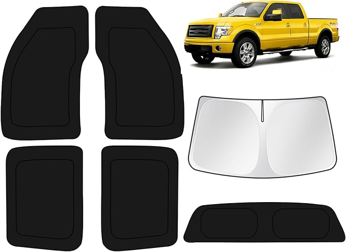 KUST Car Window Shades for Ford F150 2009-2014 Windshield Sun Shade Side Window Cover UV Block Privacy Protection Accessories for Camping Blackout Rear Back Full Set 6PCS