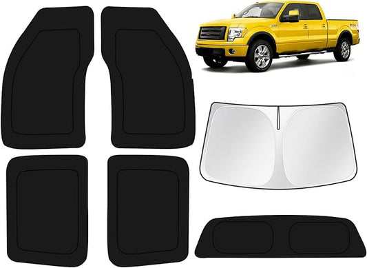 KUST Car Window Shades for Ford F150 2009-2014 Windshield Sun Shade Side Window Cover UV Block Privacy Protection Accessories for Camping Blackout Rear Back Full Set 6PCS