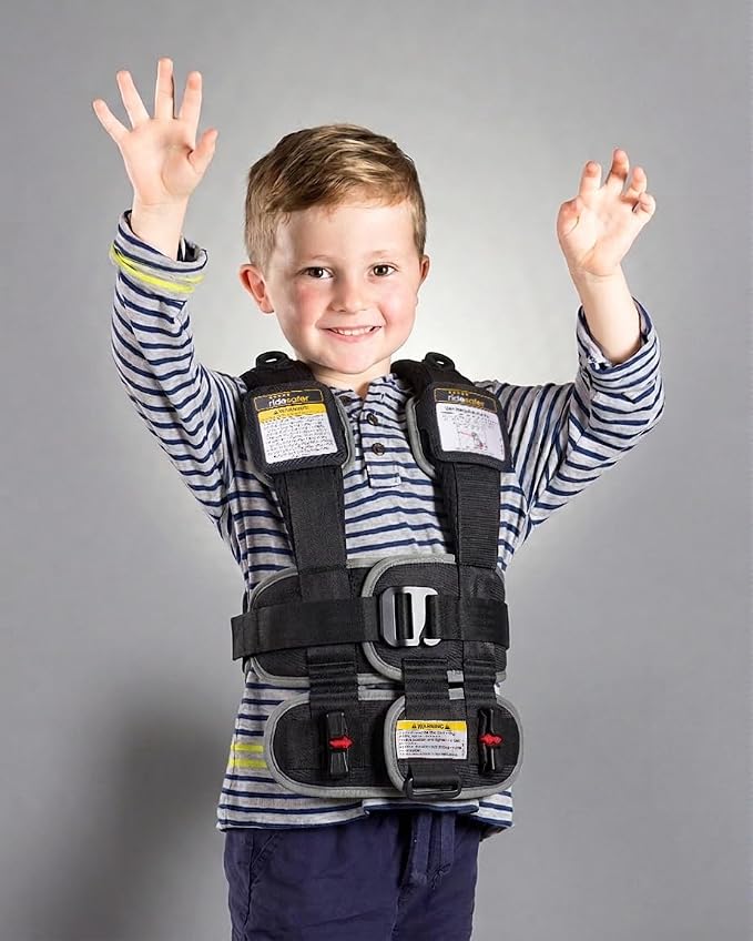 RideSafer Travel Vest Gen 6 - Small (26.5-50 lbs) - Black - Lightweight Portable Child Safety Car Seat for Travel, Rental Cars, Rideshares