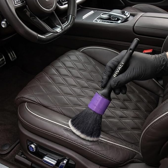 Rivali Car Care Premium 5-Piece Interior Detailing Brush Set - Ultra Soft Scratch-Free Brushes for Leather, Alcantara, Dashboards, Air Vents & Screens - Professional Car Interior Cleaning Kit
