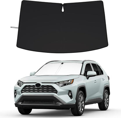 Windshield Sun Shade for Toyota RAV4 2019-2025 & RAV4 Prime 2021-2025, Foldable 310T Polyester UV Protection Window Shield Cover, Keep Car Interior Cool