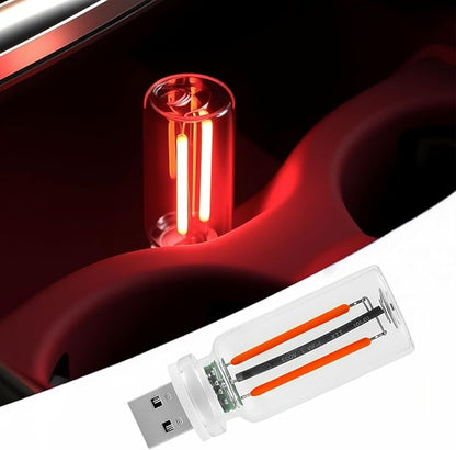 LED Car Interior Light, Touch Control USB Night Lamp, Retro Style Ambient Lighting for Auto, Bedroom, Desk (Red Light)