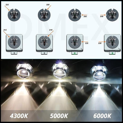 DMEX D3S HID Headlight Bulbs 6000K Cool White Xenon 35W 66340 42403 42302 Replacement - Pack of 2 (Not fit Halogen Headlamp)