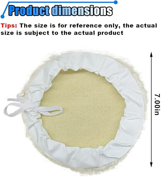 6PCS 7 Inch Car Wool Polishing Pad, Buffing Pad with Drawstring for Car Waxing & Cleaning, Polishing Bonnet for Vehicle, Glass, Furniture, Auto Polisher Pad Kit for Drill Buffer
