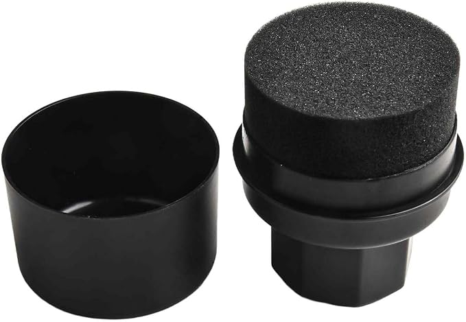 Wheel Tire Sponge Brush for Car Polishing and Waxing with Protective Lid, Featuring Curved and Flat Shape Applicators (Black trim)