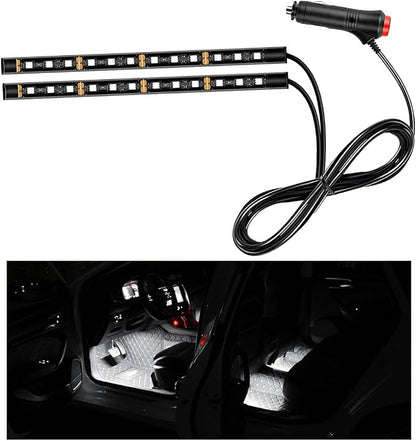 Ohleats Car LED Strip Light, 24 LED RGB Auto Interior Atmosphere Lights, Cigarette Lighter Under Dash Ambient Night Light, Interior Decorative Lamp Lighting Kit Car Accessories (White)