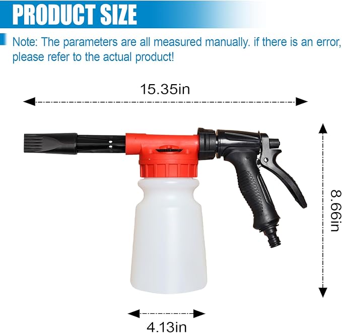 ZIMISI Car Wash Foam Gun, Foam Cannon for Hose, Professional Car Foam Sprayer with 6 Levels Foam Concentration, Spray Gun Cleaner, Connects to Any Garden Hose (Red)