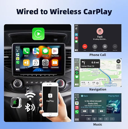 2025 Wireless CarPlay and Android Auto Adapter Converts Wired to Wireless Fast BT5.2 Chipset Compact Dongle for Cars with Factory Wired CarPlay Compatible with Ford Chevy Jeep Toyota Honda