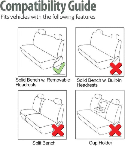 FH Group Automotive Rear Car Seat Covers for SUV, Trucks, Sedan and More - Universal Fit Front High Back & Rear Solid Bench Design Interior Accessories - 3D Mesh Fabric Center Panel - Gray