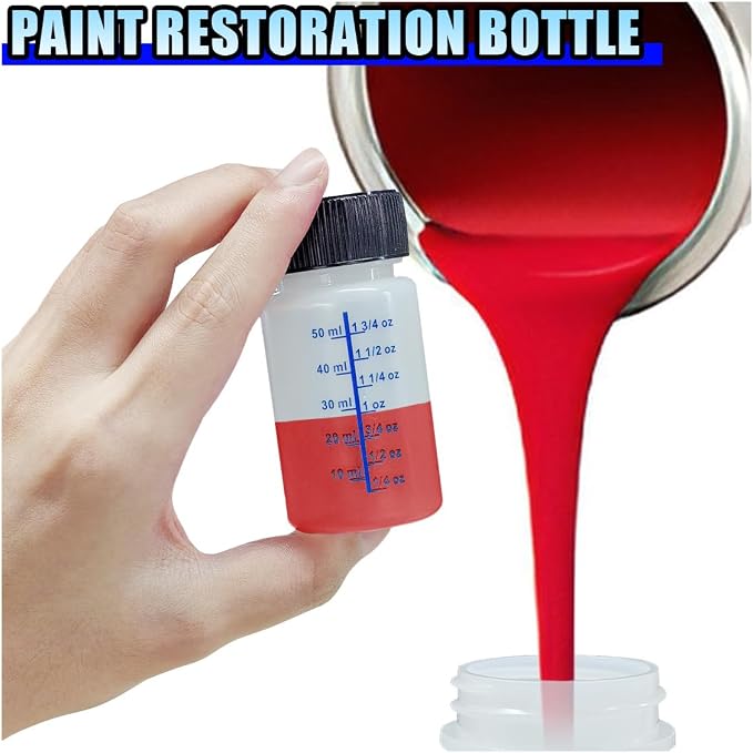 Touch Up Paint Bottle Container with Brush and Lid, 2 Ounce/60ml Leftover Paint Storage Can with Mixing Ball, Vehicle Paints Chip Repair Applicator for Fixing Car Scratches, Damage (3PCS)