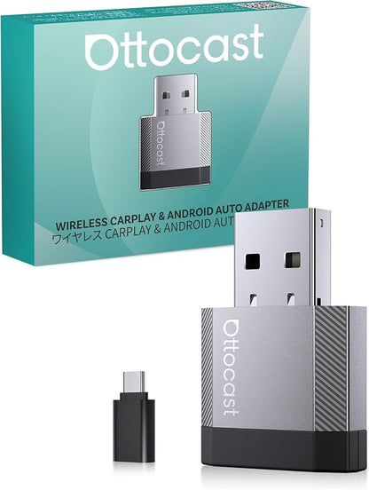 OTTOCAST Mini Nova Wireless CarPlay & Android Auto USB-C Adapter, 2-in-1 Adapter for iPhone iOS 10+ & Android 11+, Auto-Reconnect for 800+ Wired CarPlay Vehicles Models (2016+)