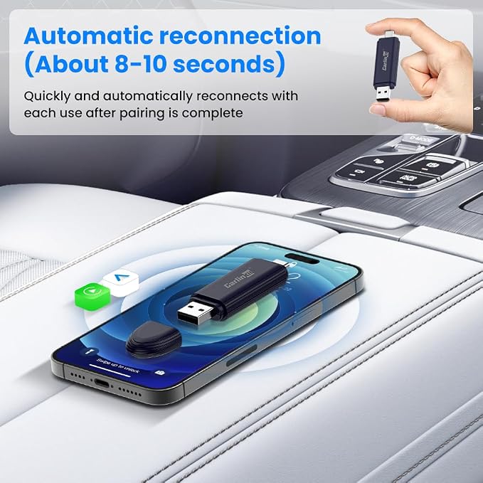 Carlinkit Mini SE Pro Wireless CarPlay Adapter, Wired to Wireless Converter for OEM Factory Wired CarPlay/Android Auto Cars, 5GHz WiFi Fast Connect with USB C/A Dual Port