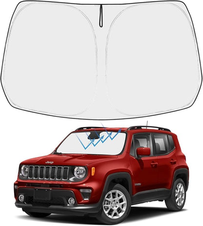 Proadsy Custom Fit Jeep Compass 2017-2024 2025 2026 Windshield Sun Shade 4-Layer Foldable Front Sunshade Protector Sun Visor Blocks UV Rays Keep Car Cooler