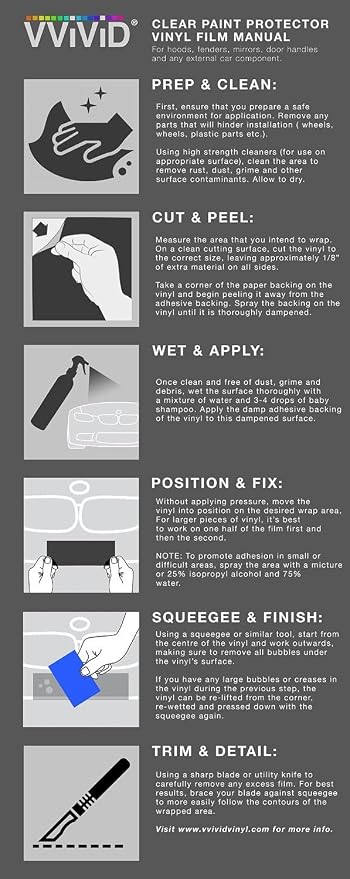 VViViD Clear Protective Satin Finish Vinyl Wrap Guard Film Sheet (6 Inch x 180 Inch)