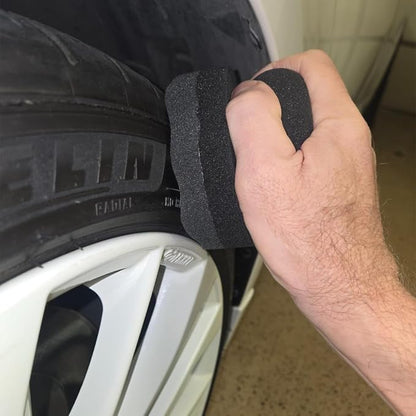 2PCS Car Tire Shine Applicator Pads, Hex Grip Wave Contoured Vehicle Detailing Foam Sponge Tool, Reusable Automotive Tyre Cleaning Accessories, Universal for Truck SUV Sedan