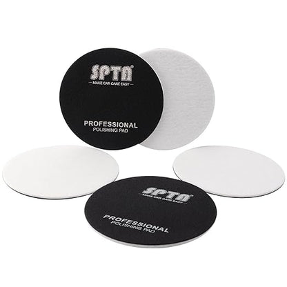 SPTA 5 Pcs 6''(150mm) Car Glass Polishing Discs Microfiber Polishing Buffing Pad, Glass Scratch Removal Kit for Correcting Damaged Windows, Removing Stubborn Waterspots