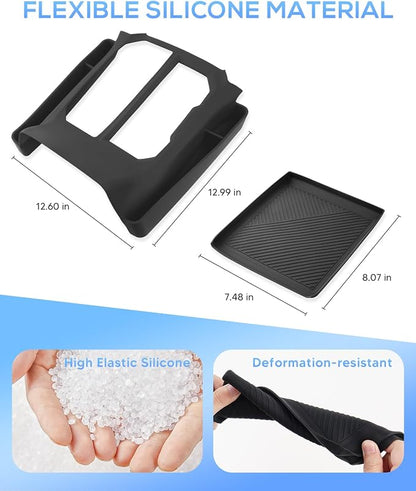 Autorder 2PCS Silicone Center Console Organizer for 2026 Toyota RAV4 Accessories – Anti-Scratch & Waterproof Silicone Shift Panel Trim Cover and Lower Center Console Tray - Black