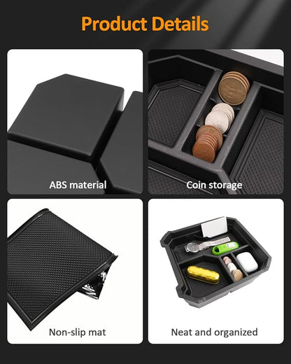 CDEFG Double Layers for 2024 2025 Tesla Cybertruck Center Console Organizer Tray for Cyber Truck 2024 2025 Accessories Armrest Storage Box Insert Tray for Cybertruck Arm Rest Middle Organizer