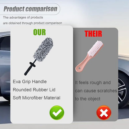 ZIMISI Car Wheel Cleaner Brush, Soft Microfiber Wheel Rim Cleaner, Non Scratch Car Detailing Brush, Highly Water Absorption & Removable Tire Brush, Vehicle Rim Wash Tool (Grey)