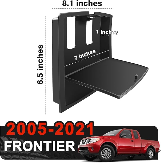 Muslogy Center Console Hidden Organizer Compatible with 2005-2021 Nissan Frontier Accessories One-Touch Armrest Hidden Storage Box Middle Console Insert Secret Organizer Compartment ABS Material
