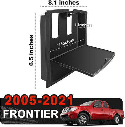 Muslogy Center Console Hidden Organizer Compatible with 2005-2021 Nissan Frontier Accessories One-Touch Armrest Hidden Storage Box Middle Console Insert Secret Organizer Compartment ABS Material