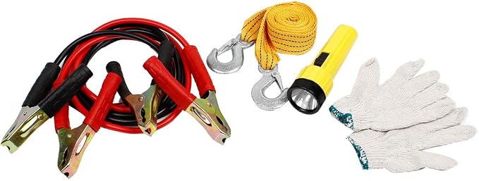 Ruilogod 500A Booster + Towing Belt + Flash Light First-Aid Kit Tool for Car