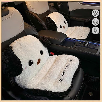 Cute Car Seat Cushion with Back Cartoon Plush Lumbar Support Pillow for Driving Seat Desk Chair Cushions for Cars Office Playroom Gaming Accessories Room Bedroom Decor
