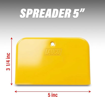 LAUCO Auto Body Filler Spreaders (100 Pieces) - Yellow Reusable Plastic Spreader for Automotive Fillers, Putties, Glazes, Caulks and Paint - Easy Application (100, 5")