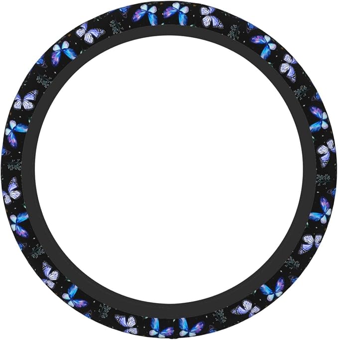 Butterflies Steering Wheel Cover Anti-Slip,Sweat Absorption Universal 15 inch Steering Wheel Covers Cute car Accessories for Men Women