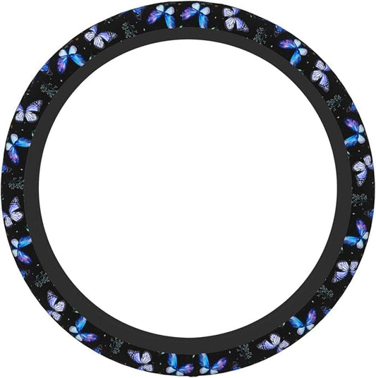 Butterflies Steering Wheel Cover Anti-Slip,Sweat Absorption Universal 15 inch Steering Wheel Covers Cute car Accessories for Men Women