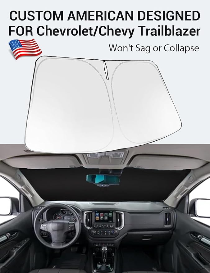 Proadsy Windshield Sun Shade for 2021-2025 2026 Chevrolet/Chevy Trailblazer Foldable Front Sunshade Protector Sun Visor Blocks UV Rays Keep Car Cooler