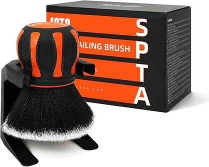 SPTA Ultra Soft Detailing Brush, Car Detail Brush, Orange Handle XL Synthetic Brush - Ultra Soft Bristles, Comes with Storage Rack, Covers Large Area Inside or Outside Vehicles