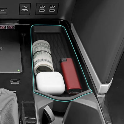 2PCS Wireless Charging Anti-Slip Mat & Center Console Organizer Compatible with Toyota 2025 2026 Camry Accessories Silicone & ABS Plastic Material Console Secondary Storage Box