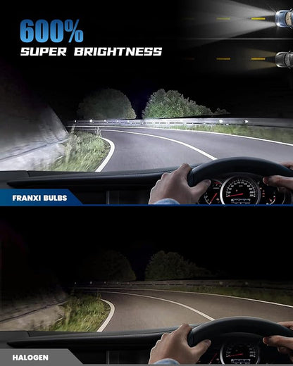 FRANXI 9006/HB4 Bulbs Fog Lights, 60W Super Bright 6000K Cool White, 1:1 Design with Cooling Fan, Plug and Play, Accessory Light Kits Pack of 2