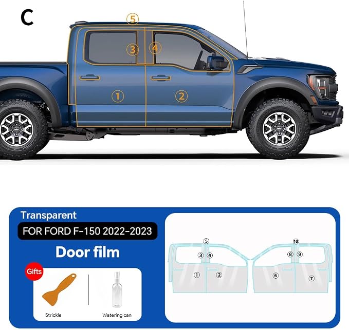 for Ford F-150 2022-2026 TPU PPF Paint Protective Film Custom Fit Clear Coating Paint Protection Film, Scratch Resistant & Self Healing Armor Shield Guard Finishing Accessories for Door Film