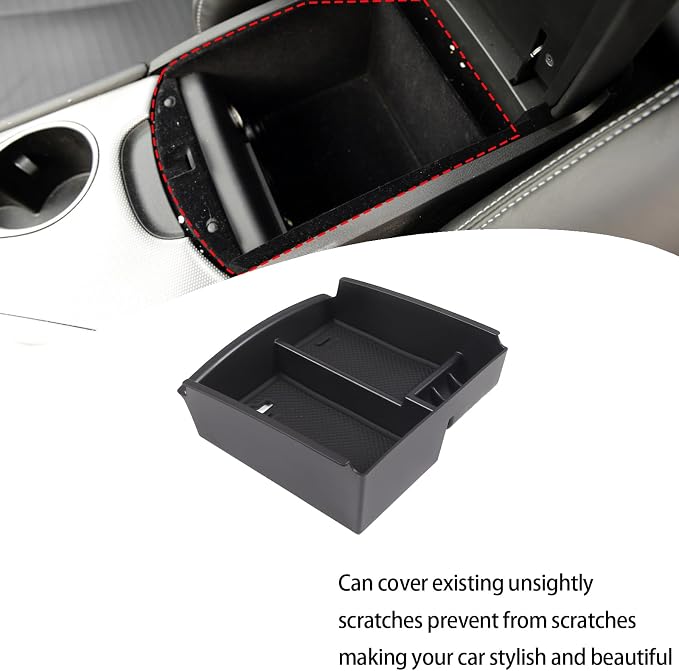 Lcojicep Center Console Armrest Box Storage Box Tray Compatible with Infiniti Q50 2013 2014 2015 2016 2017 2018,Armrest Box Storage Box Secondary ABS Insertion Tray