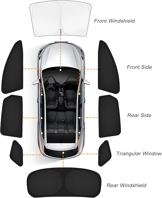 KUST Car Window Shades for Nissan Rogue 2014-2020 (Not for Rogue Sport) Windshield Sun Shade Side Window Cover UV Block Privacy Protection Rogue Accessories for Camping Blackout Rear Back Full 8PCS