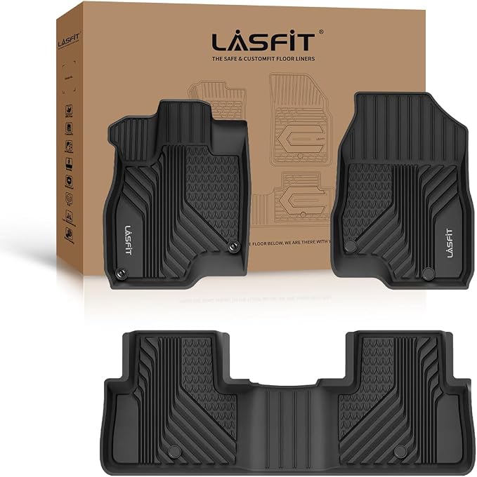 LASFIT Floor Mats for Acura RDX 2019-2026 All Weather Floor Liner TPE Custom Fit Car Mats for Acura RDX 1st & 2nd Row Mats Tasteless Durable and Easy to Clean Black