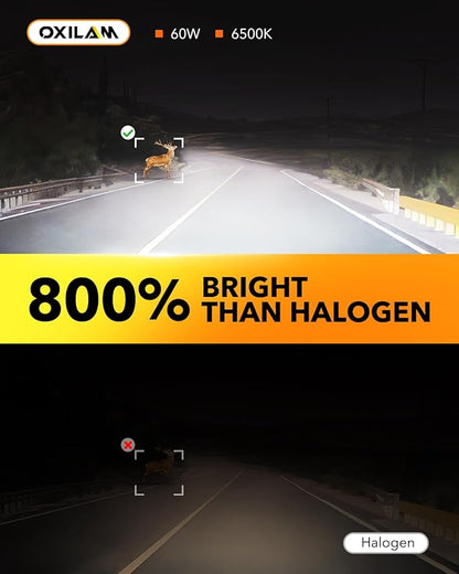 OXILAM H11/H9/H8 and 9005/HB3 Light Bulbs Combo, 58,000LM Wider Driving Vision, 1:1 Design 9005 H11 LED lights, True Plug & Play, Pack of 4