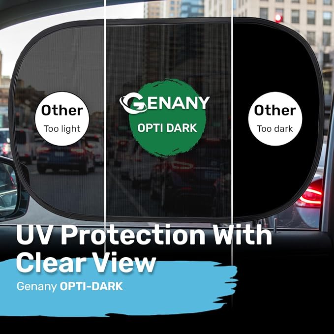 GENANY 2pcs Black Window Sun Shade for Sedan SUV Truck (21x14 Inches), Sun Shades for Side Window, Accessories for Kids, Baby Window Shades, Summer Car Decor