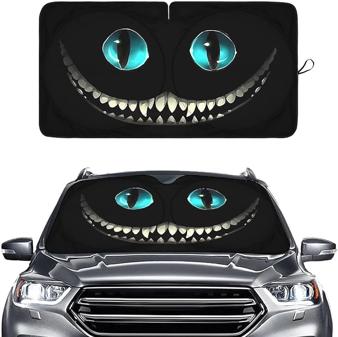 GENANY Black Horror Cat Eyes Windshield Sun Shade for Car SUV Truck (55x29 Inches), Automobile Sunshade, Protector Blocks UV, Car Accessories